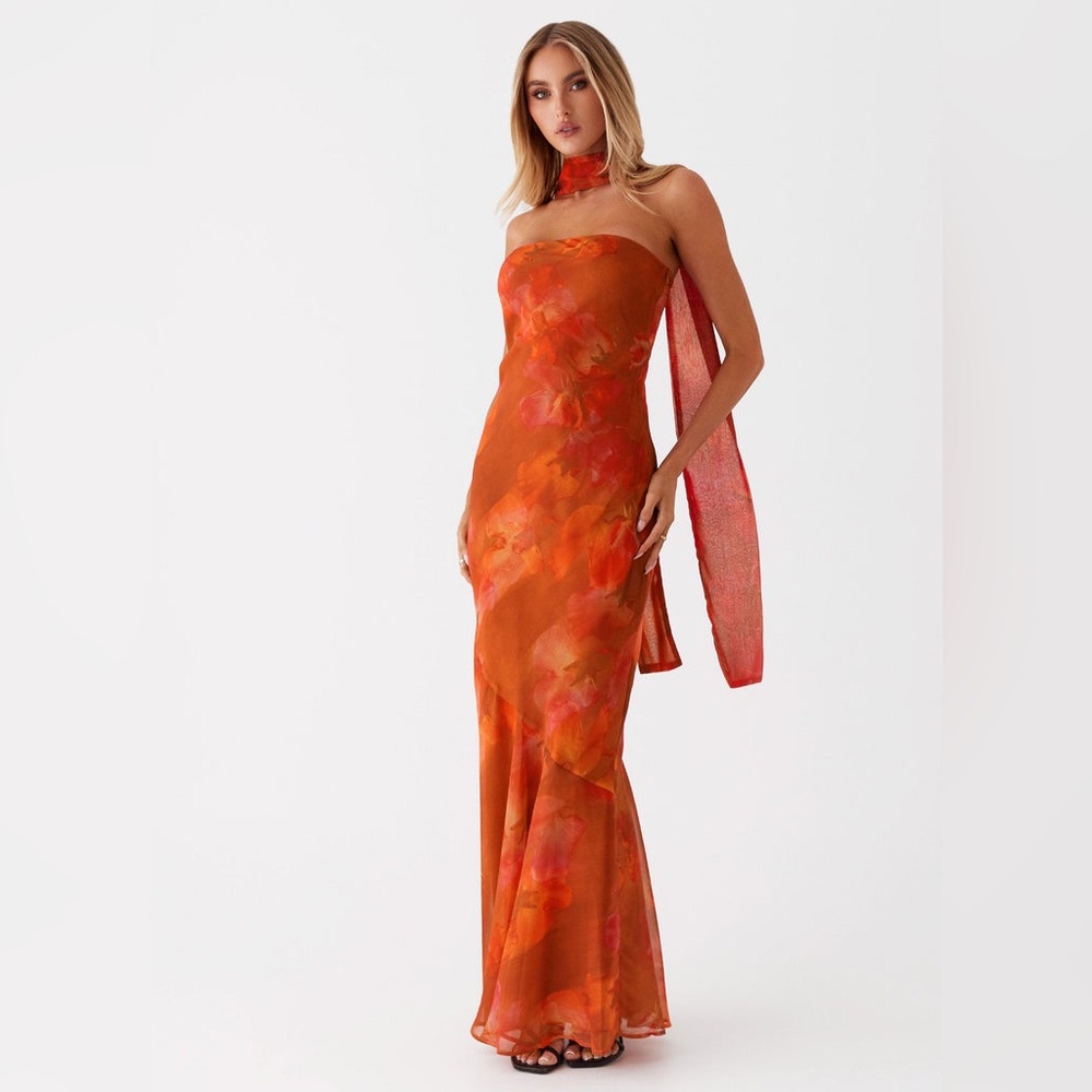 Peppermayo Orange Floral Strapless Maxi Dress - Picture 6 of 10